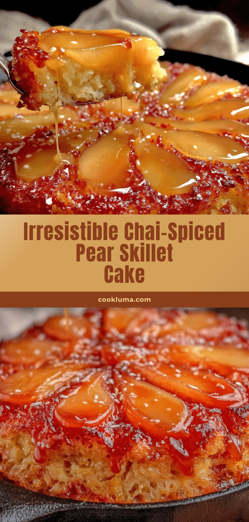 chai-spiced pear upside-down skillet cake recipe