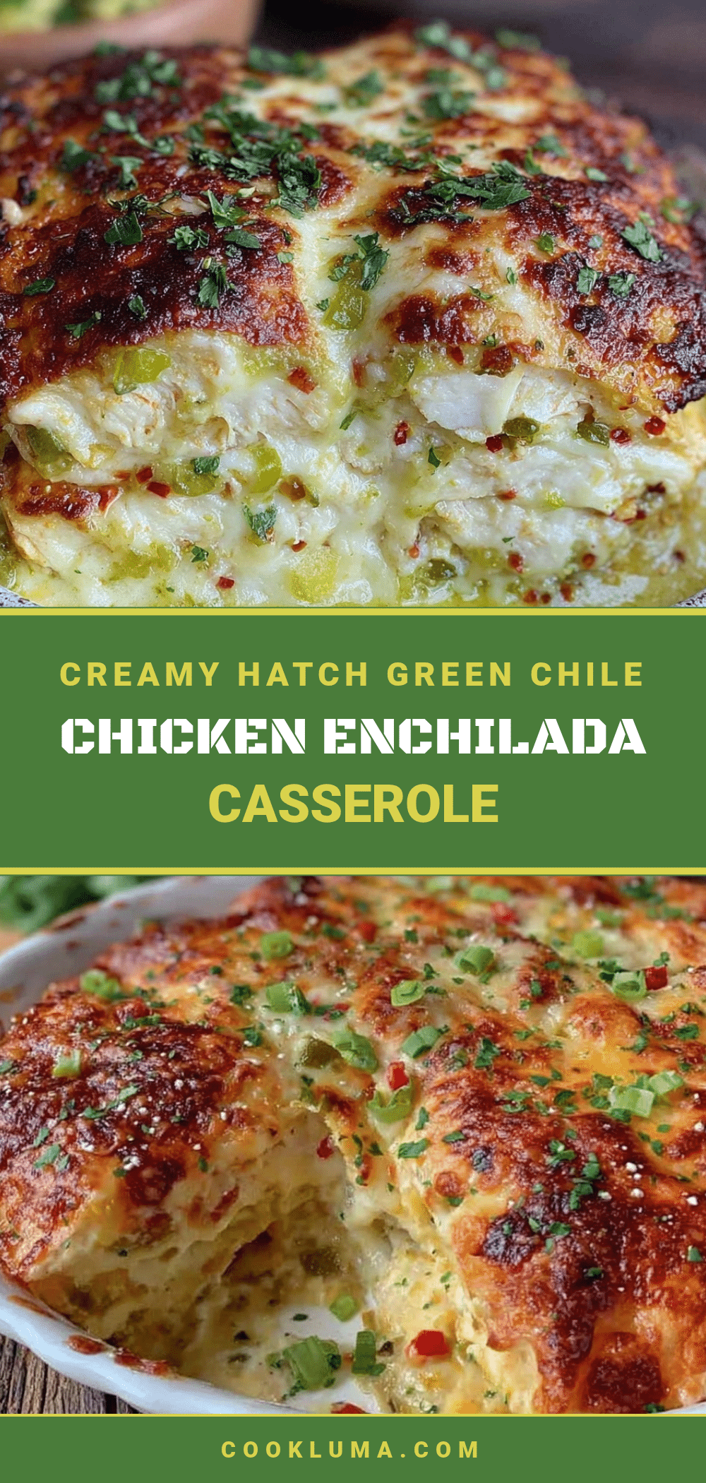 Creamy Hatch Green Chile Chicken Enchilada Casserole recipe