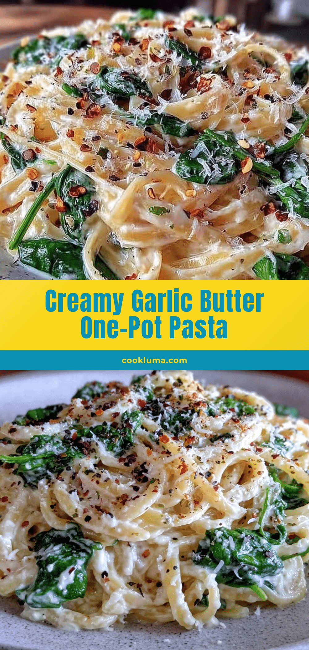 creamy one-pot garlic butter pasta with spinach recipe
