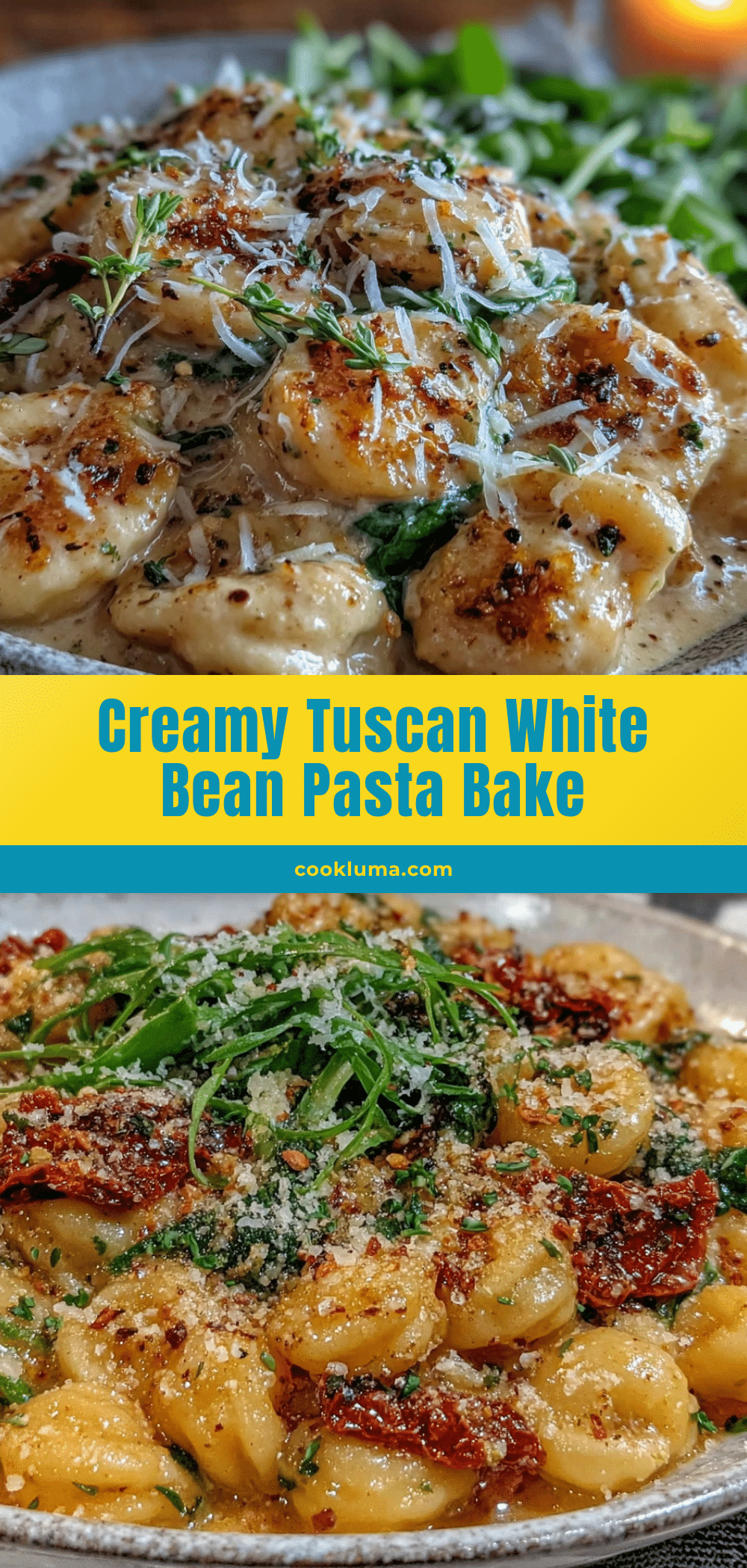 Creamy Tuscan White Bean Pasta Bake recipe