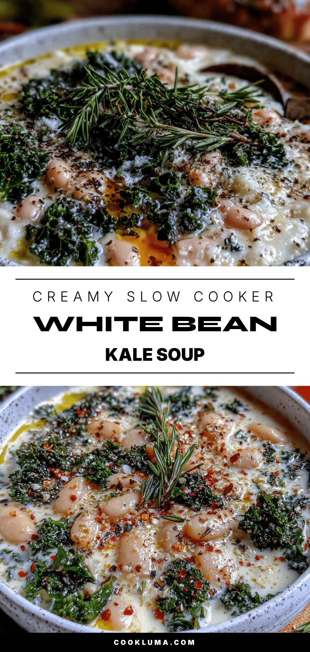 creamy white bean and kale slow cooker soup recipe