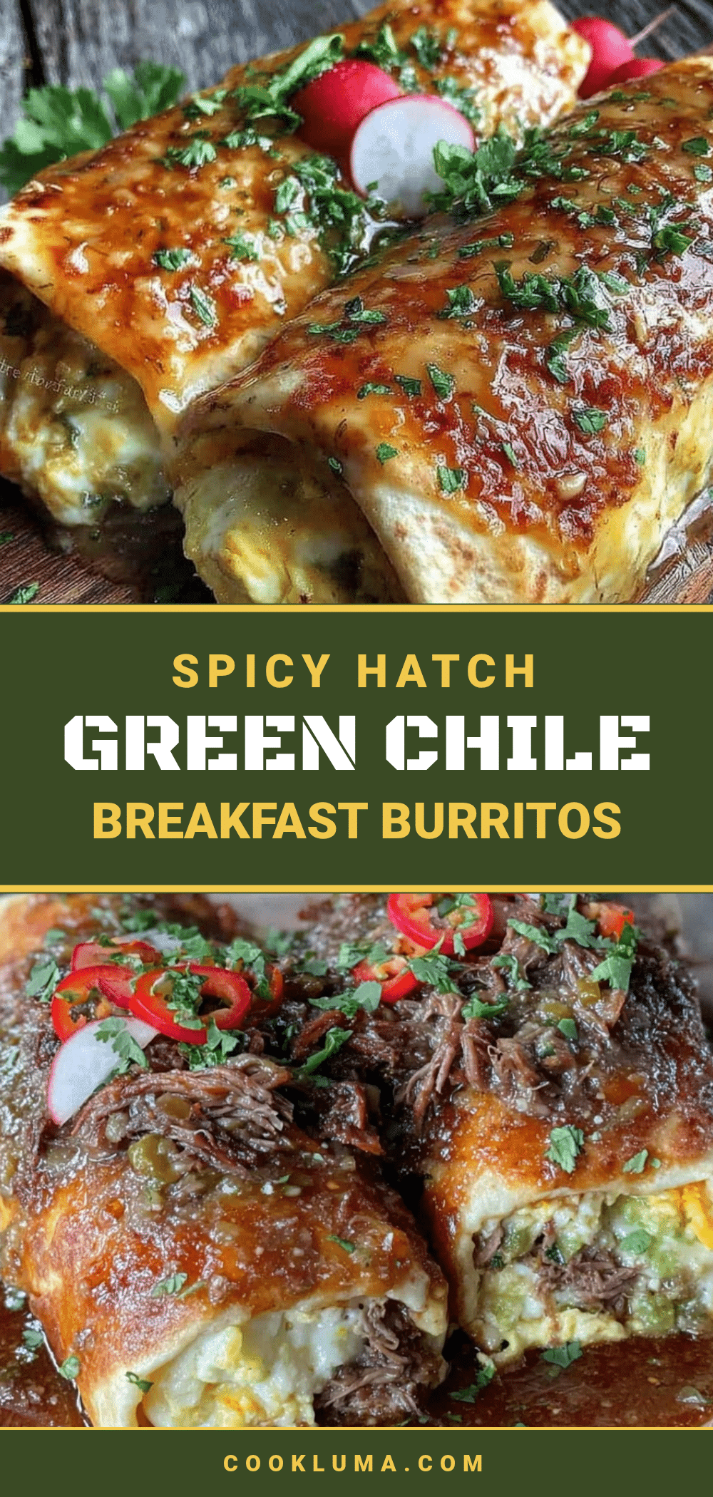 Hatch green chile smothered breakfast burritos recipe