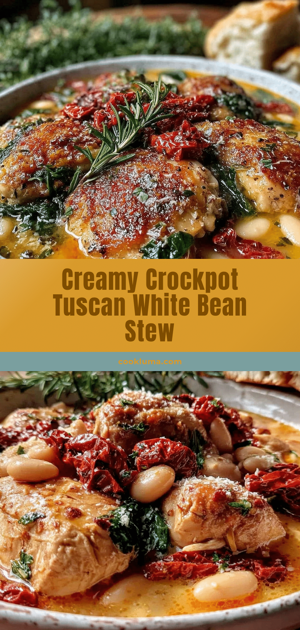 healthy crockpot tuscan white bean chicken stew recipe