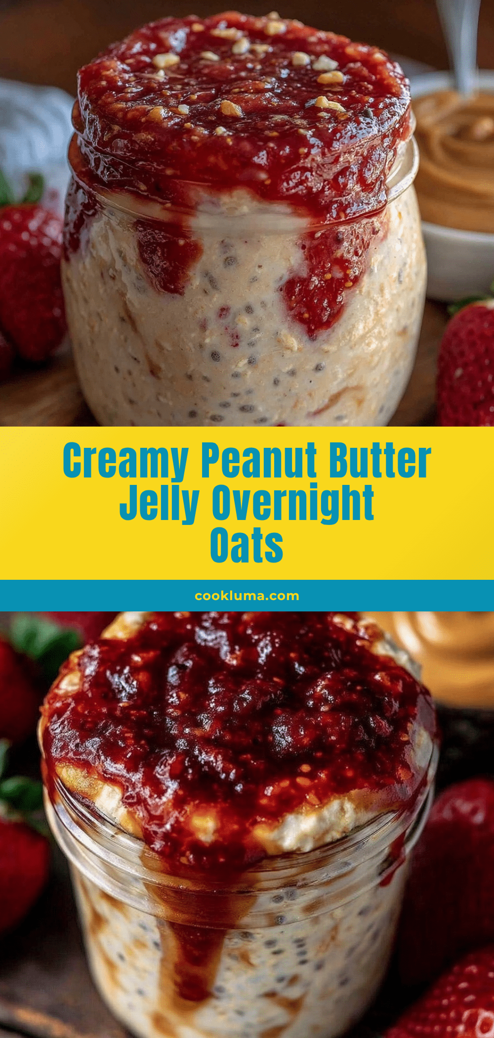 healthy peanut butter and jelly overnight oats recipe