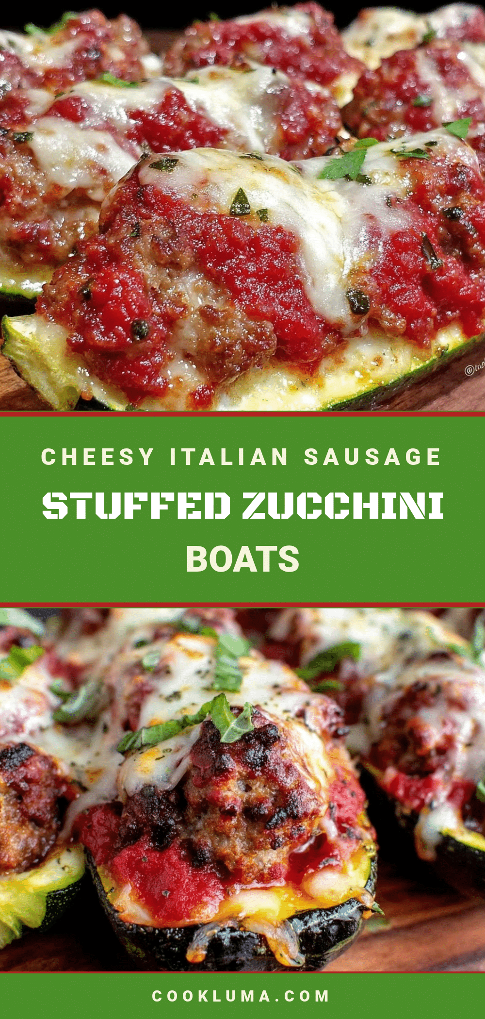 Italian sausage stuffed zucchini boats recipe