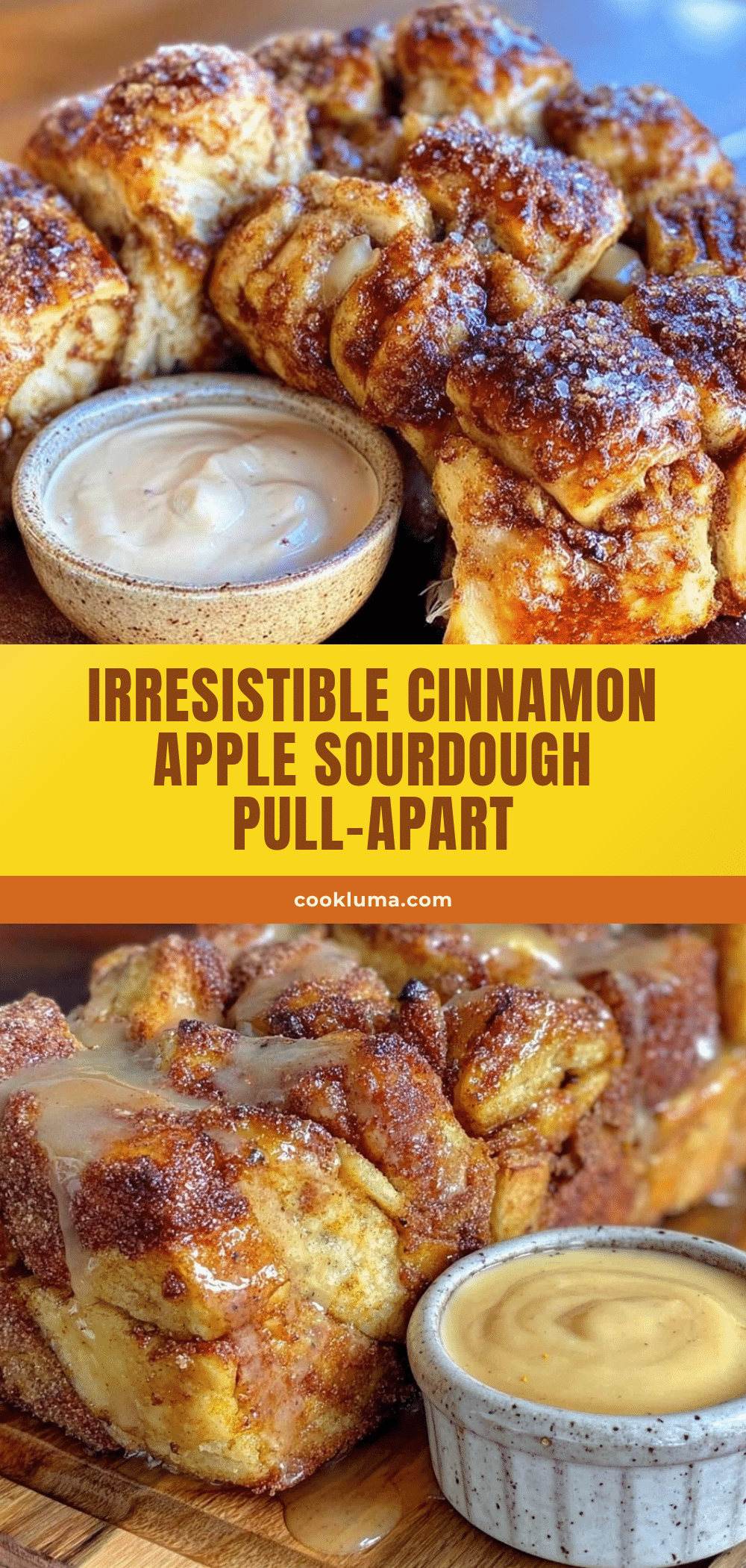 sourdough discard cinnamon apple pull-apart bread recipe