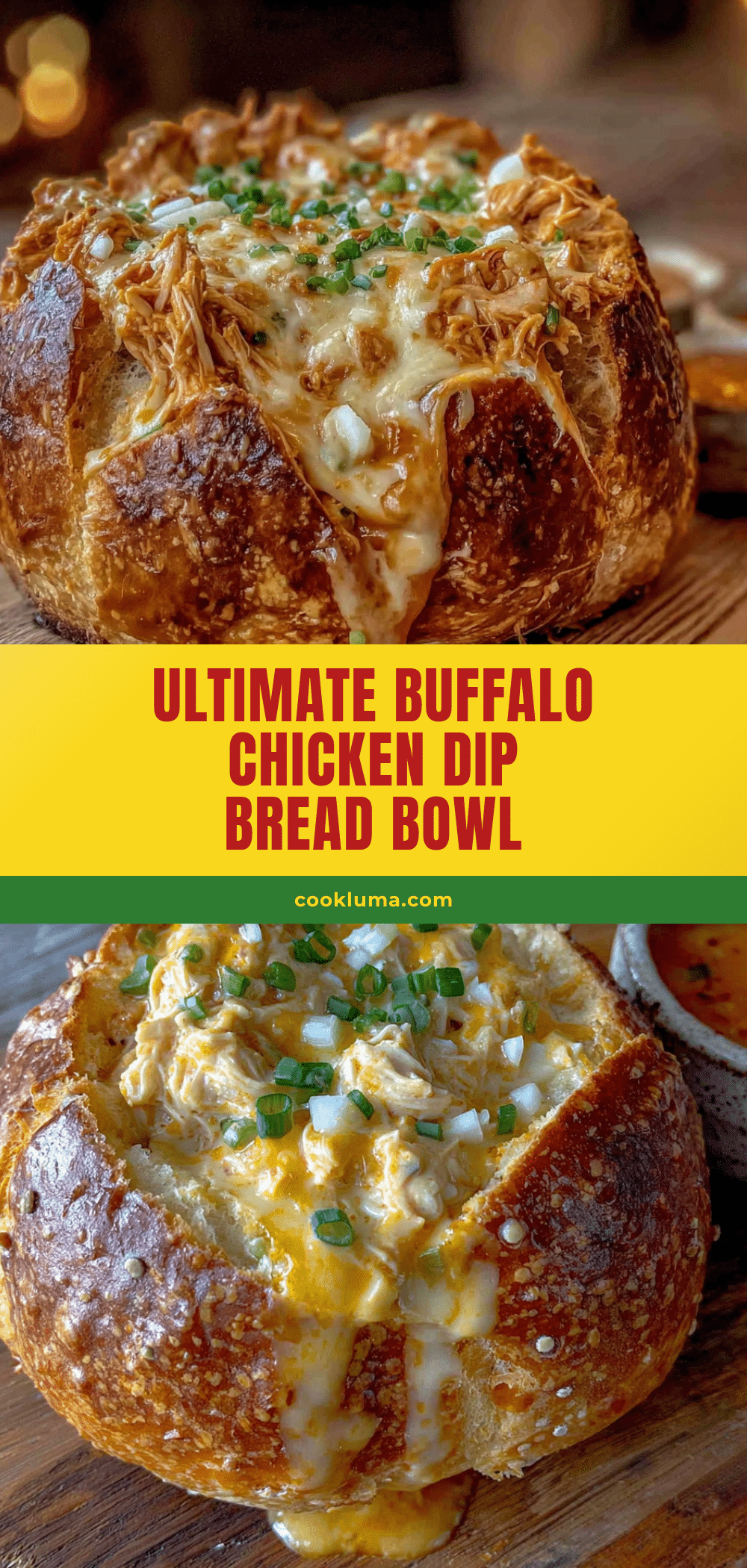 Buffalo chicken dip stuffed bread bowl recipe