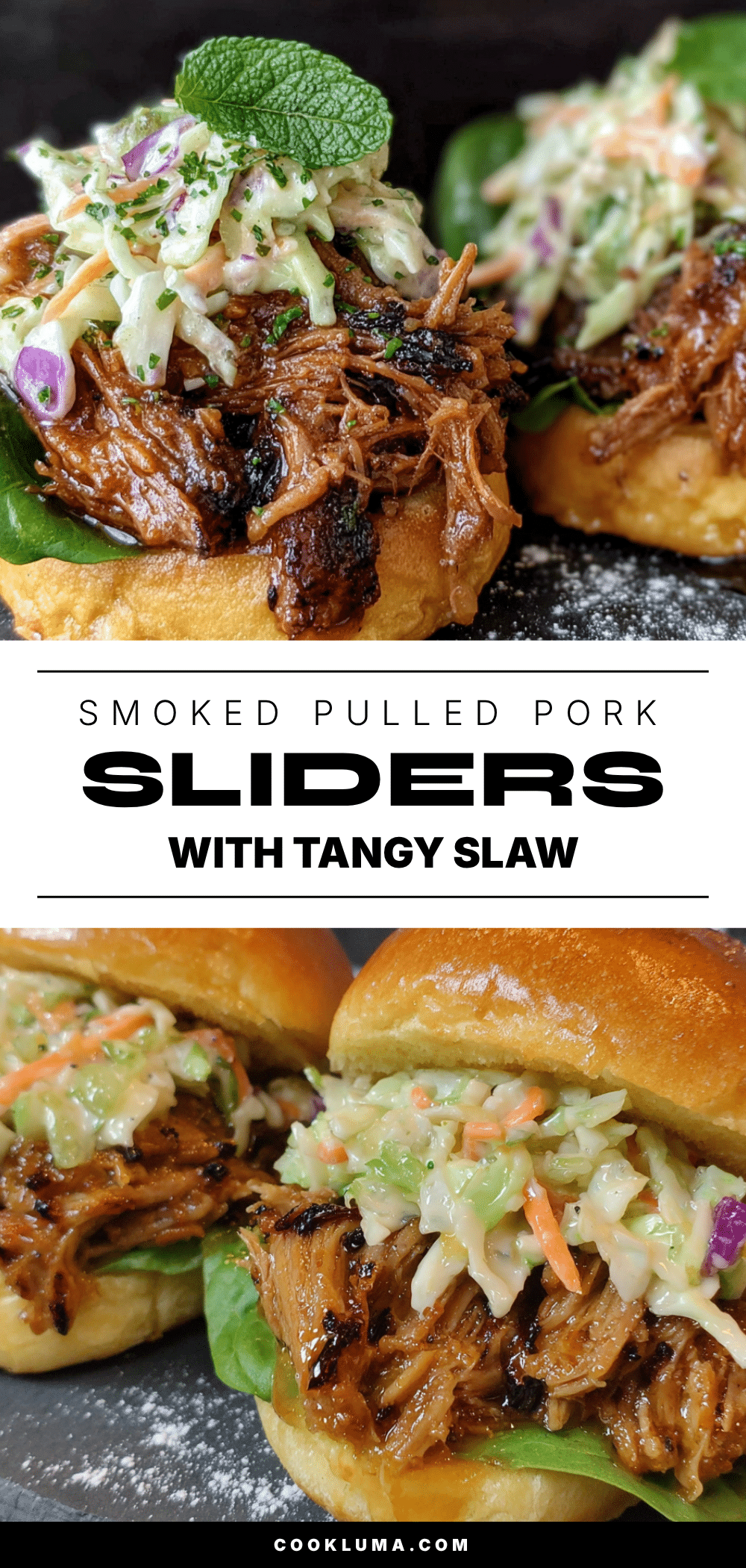 Smoked Pulled Pork Sliders with Tangy Slaw recipe