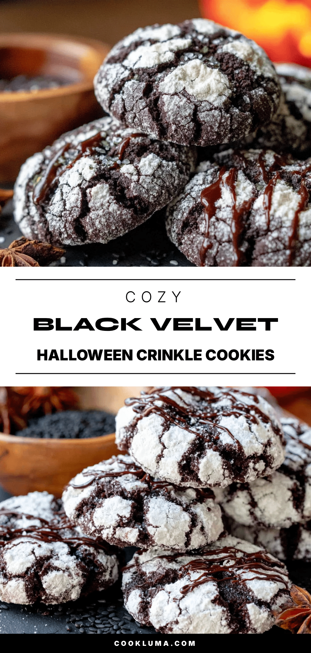 black velvet halloween crinkle cookies recipe