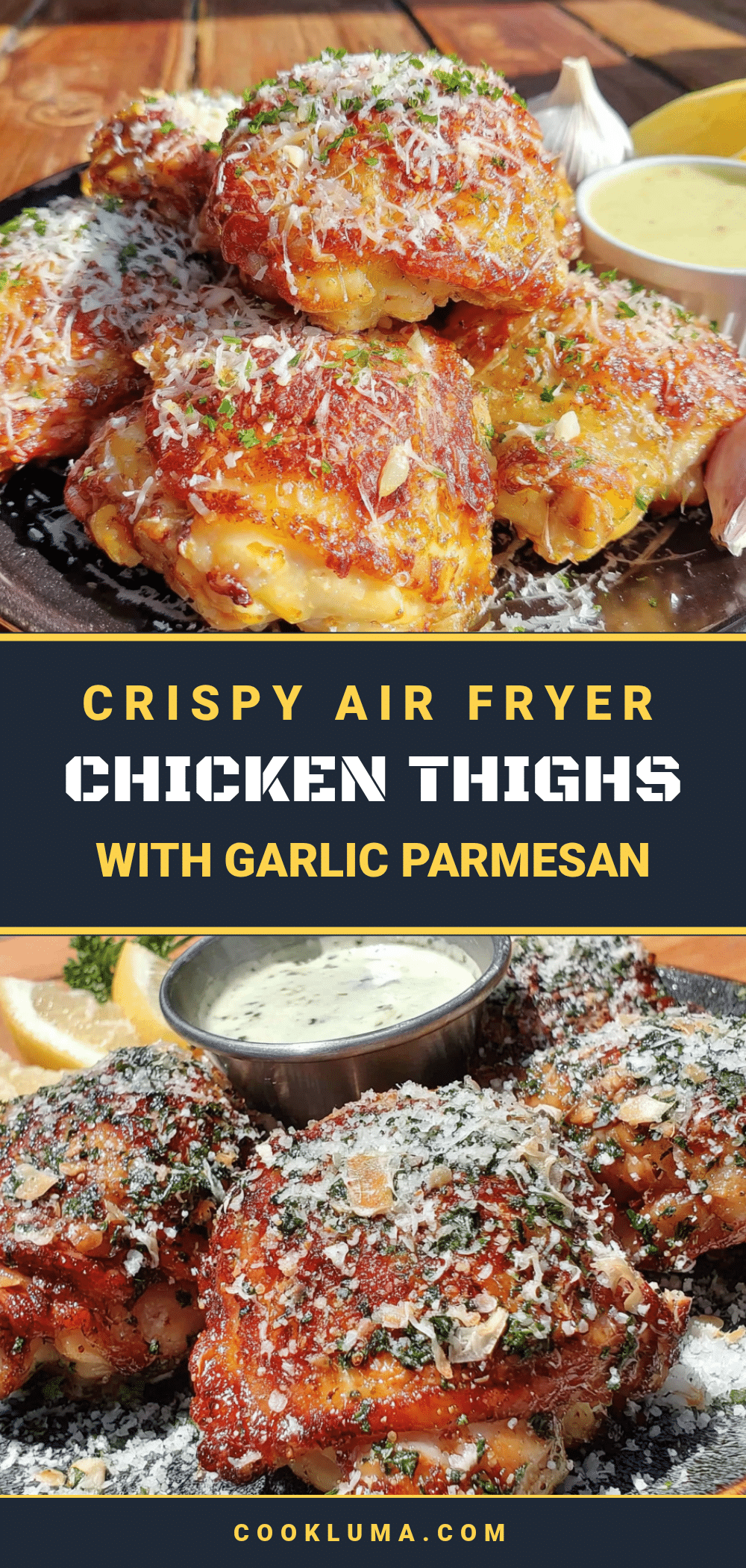 crispy air fryer chicken thighs with garlic parmesan recipe