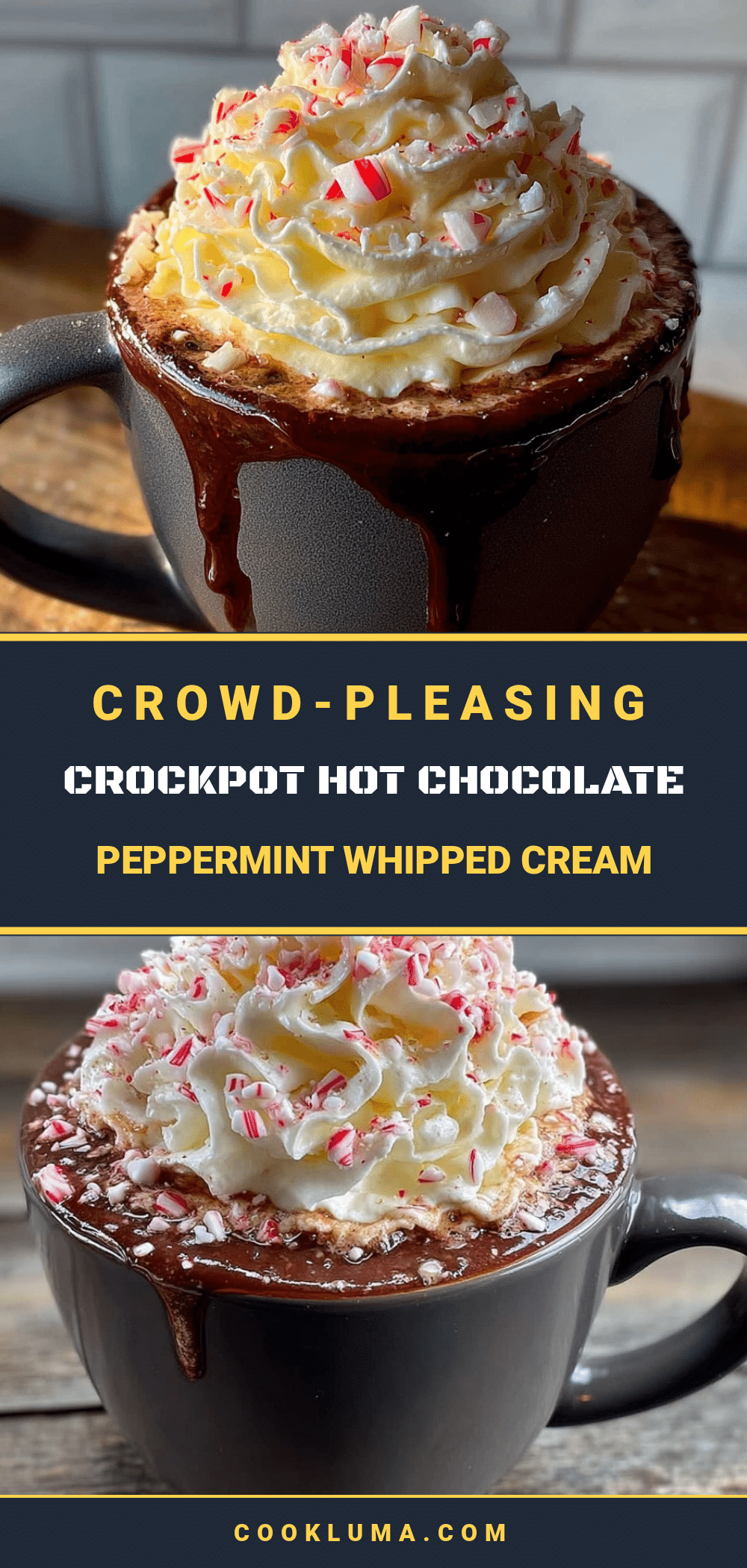 crockpot hot chocolate with peppermint whipped cream recipe
