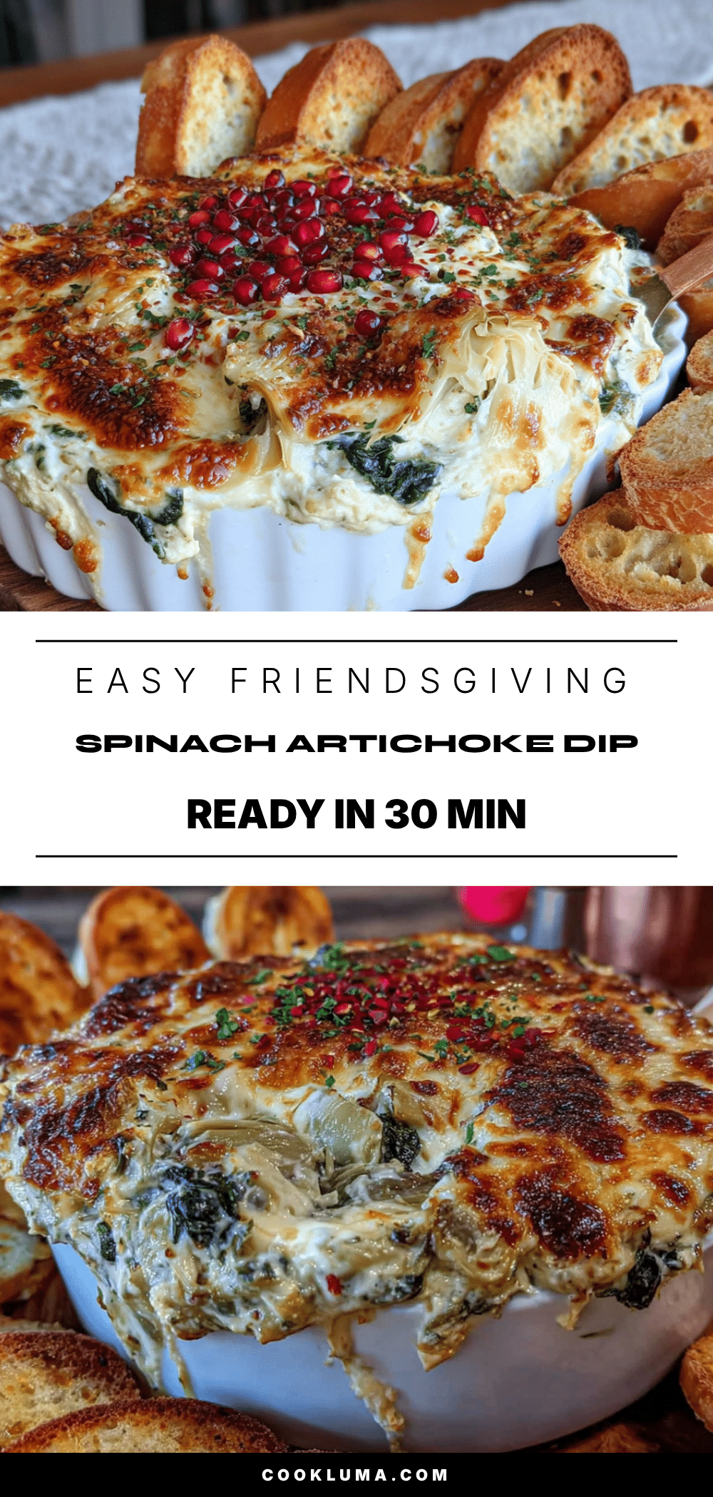 Easy 30-Minute Friendsgiving Spinach Artichoke Dip recipe