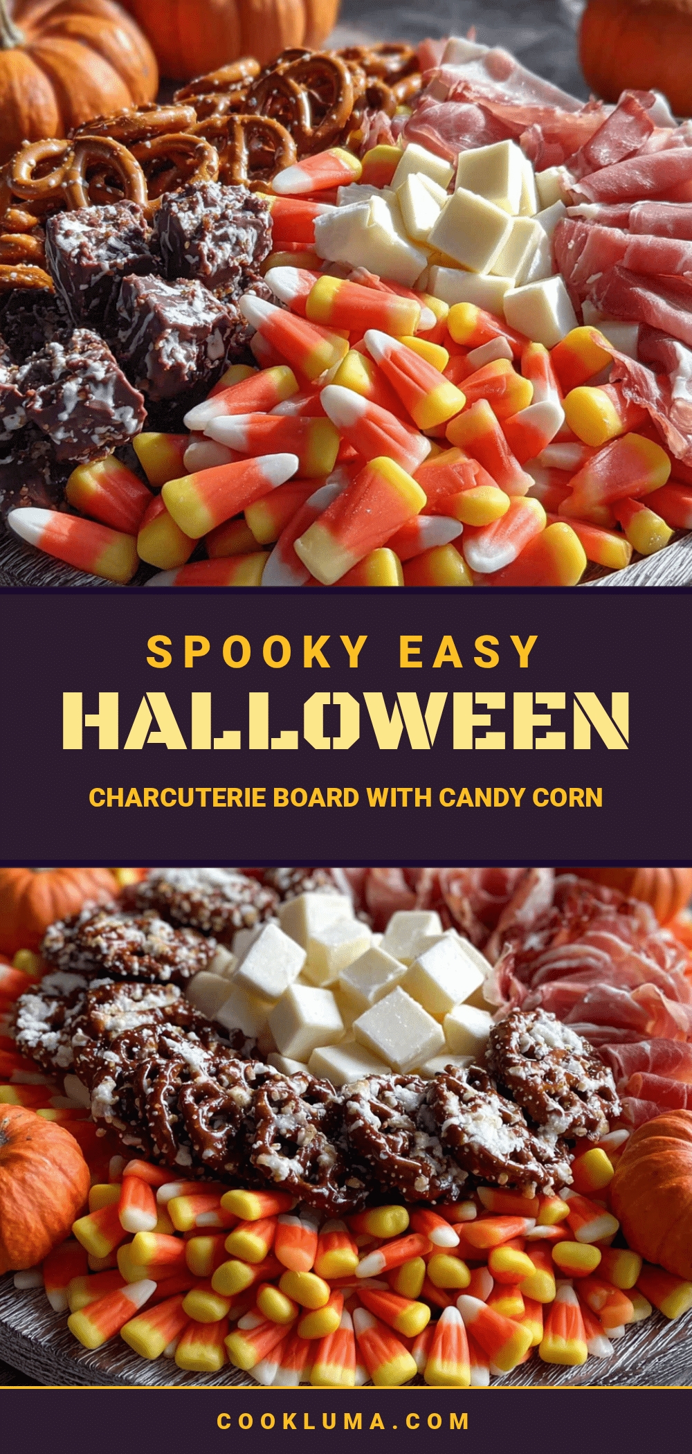 Halloween charcuterie board with candy corn recipe