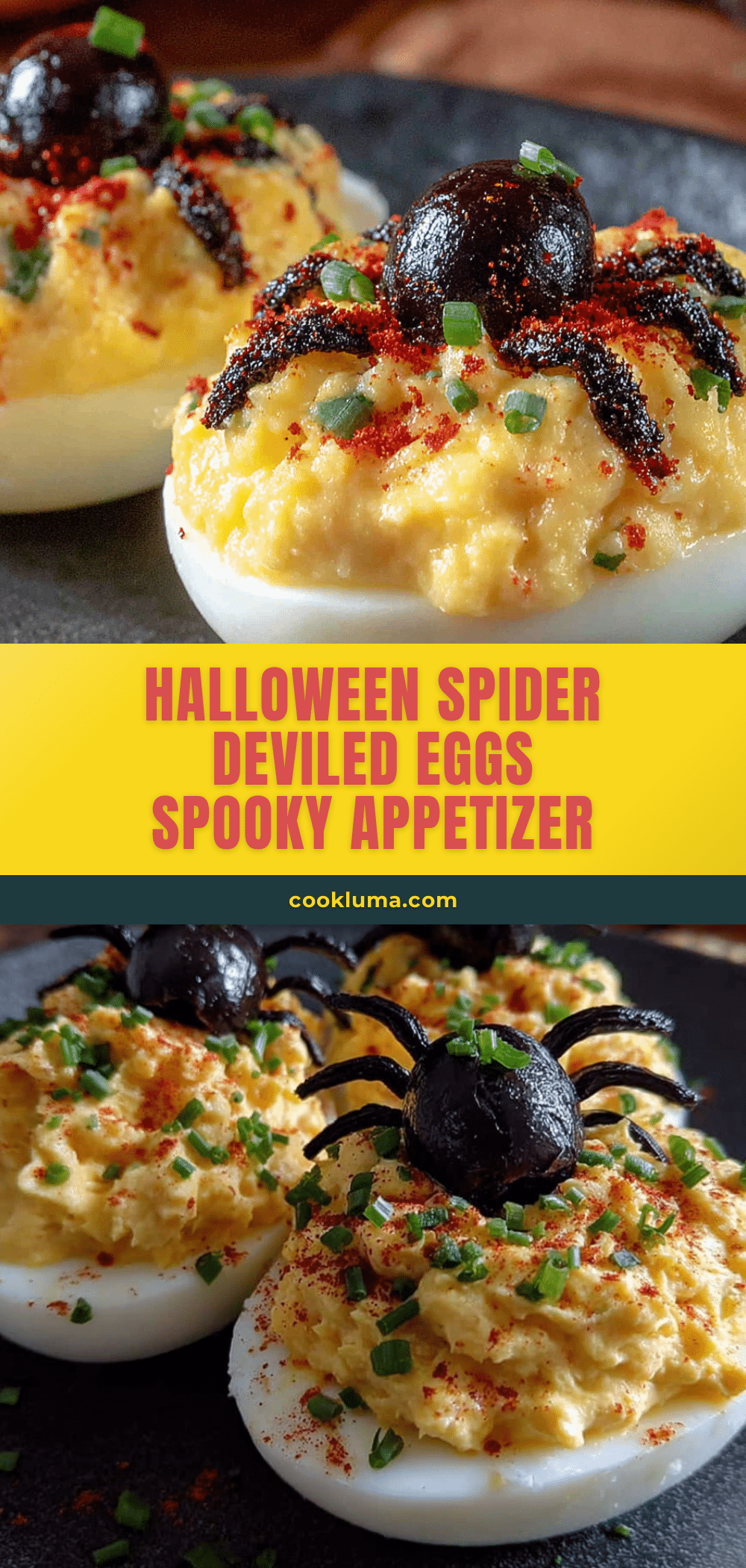 Halloween spider deviled eggs recipe