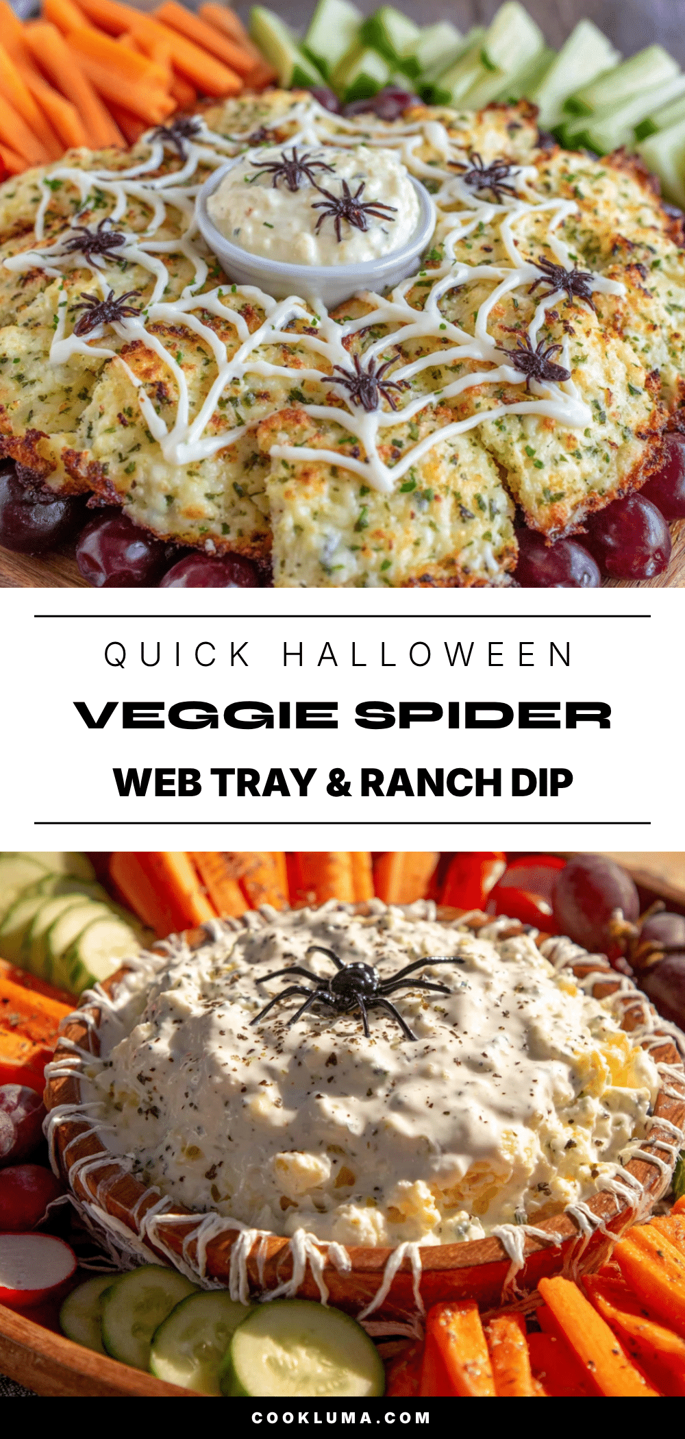 Halloween Veggie Spider Web Tray recipe