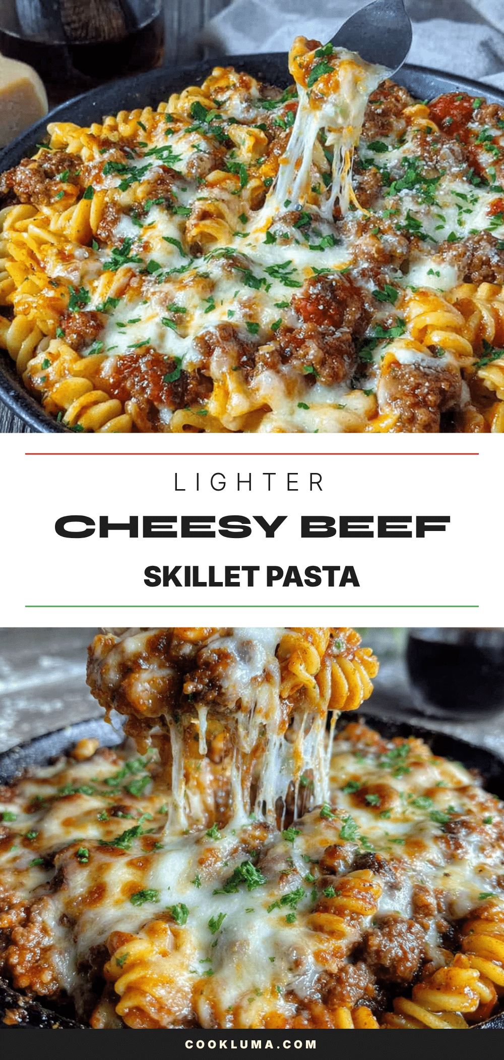 lighter cheesy ground beef skillet pasta recipe