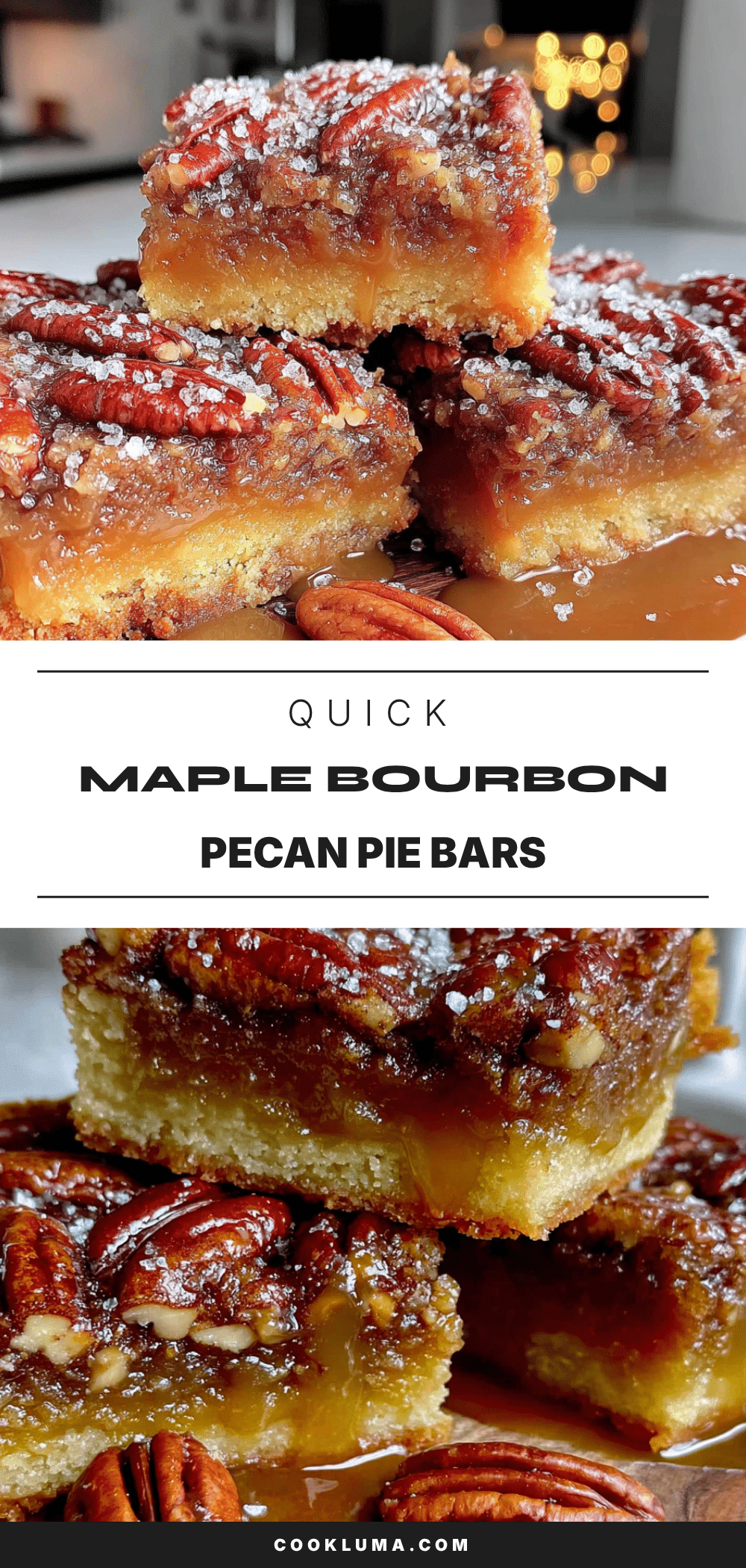 Maple bourbon pecan pie bars recipe