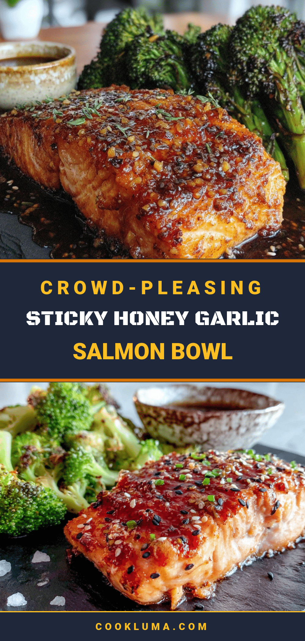 sticky honey garlic salmon bowl recipe