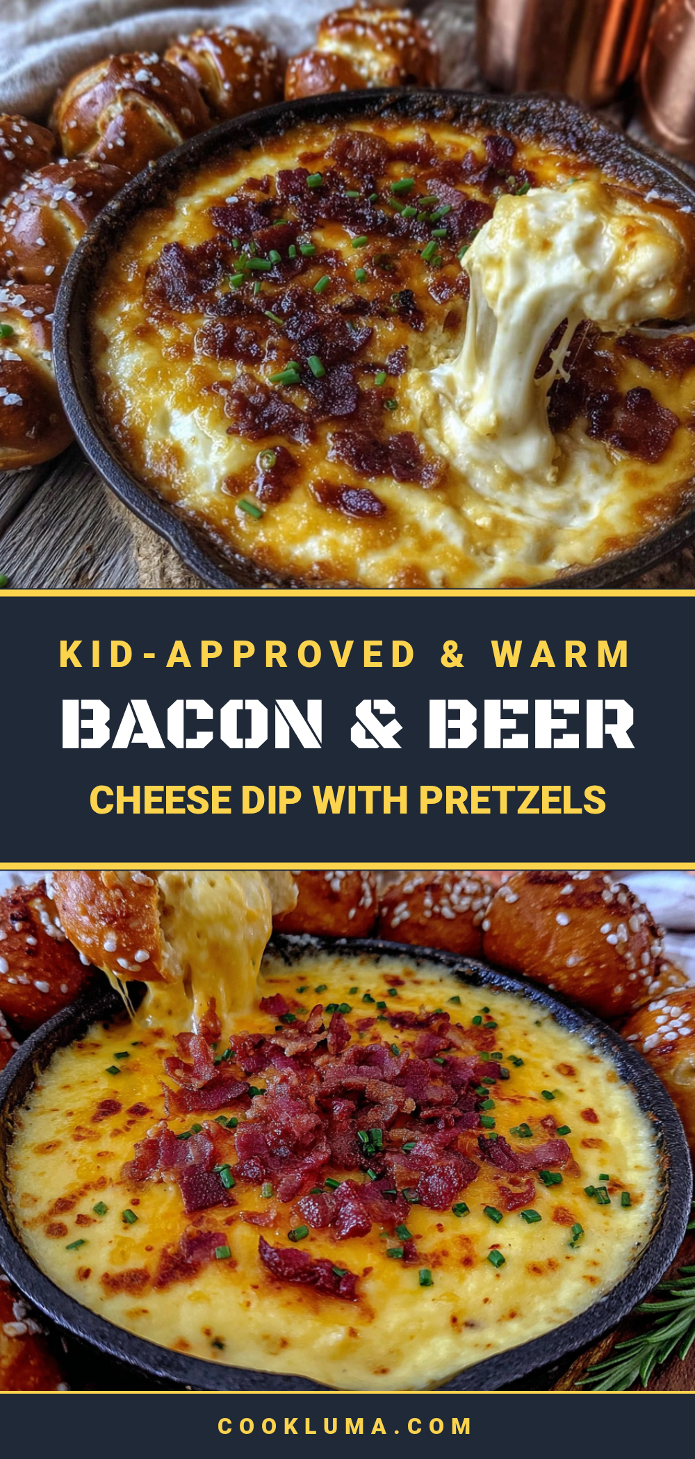 warm bacon and beer cheese dip with pretzels recipe