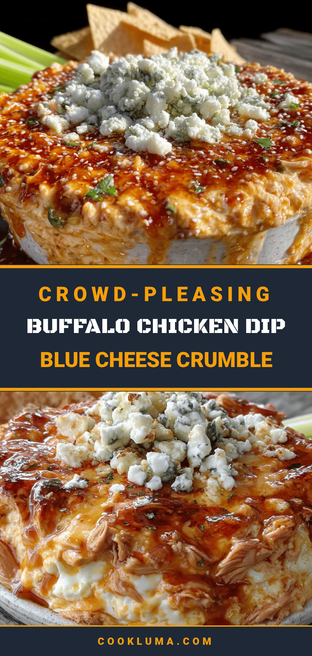 best easy buffalo chicken dip with blue cheese crumble recipe