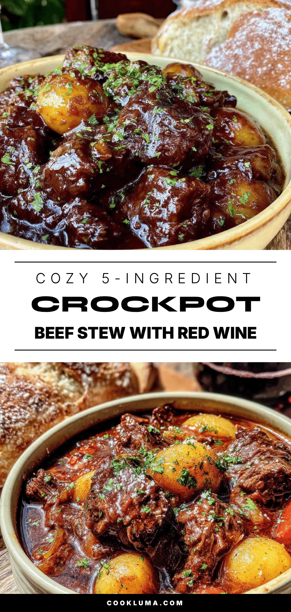 cozy 5-ingredient crockpot beef stew with red wine recipe