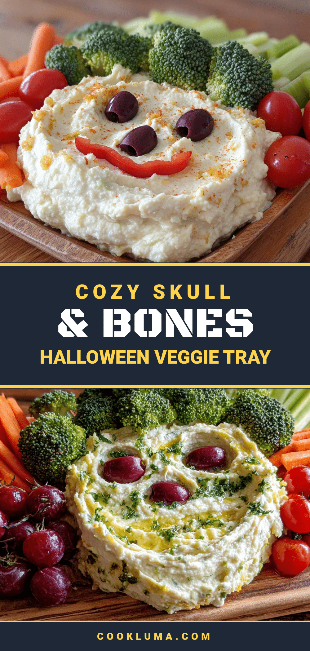 Cozy Skull & Bones Halloween Veggie Tray recipe