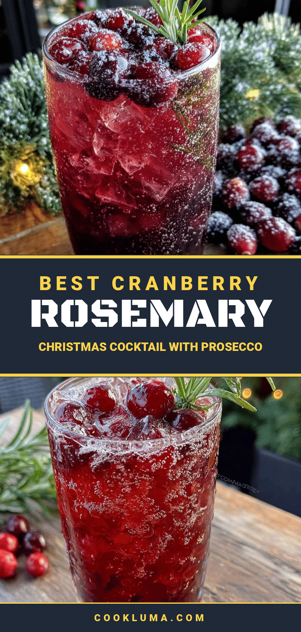 cranberry rosemary christmas cocktail with prosecco recipe