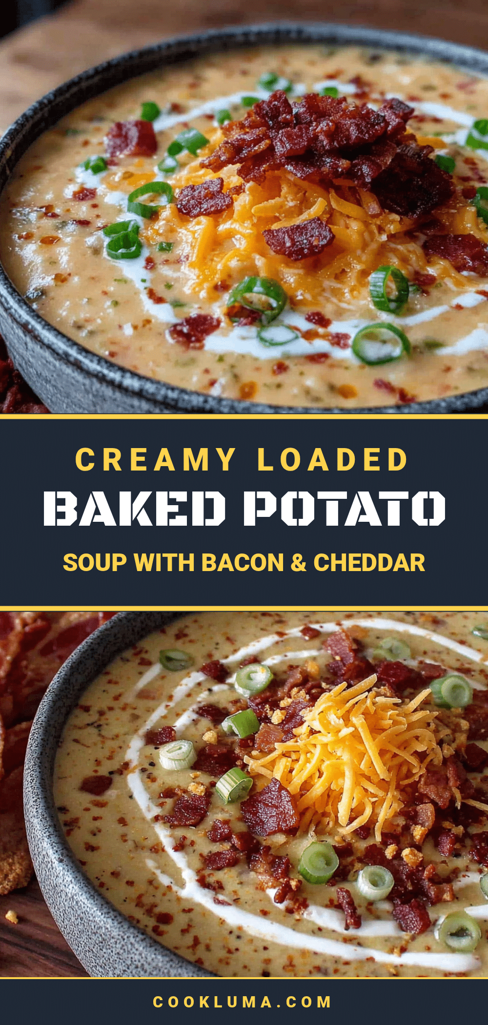 creamy loaded baked potato soup with bacon and cheddar recipe