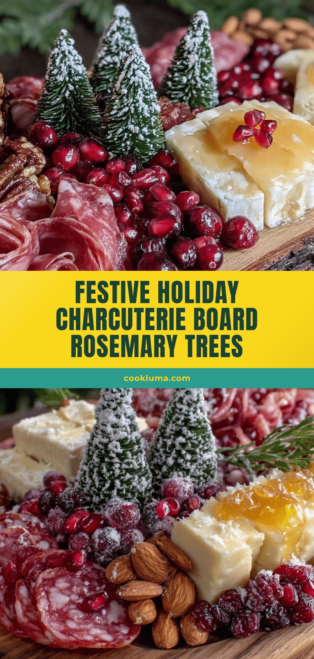 festive holiday charcuterie board with rosemary trees recipe