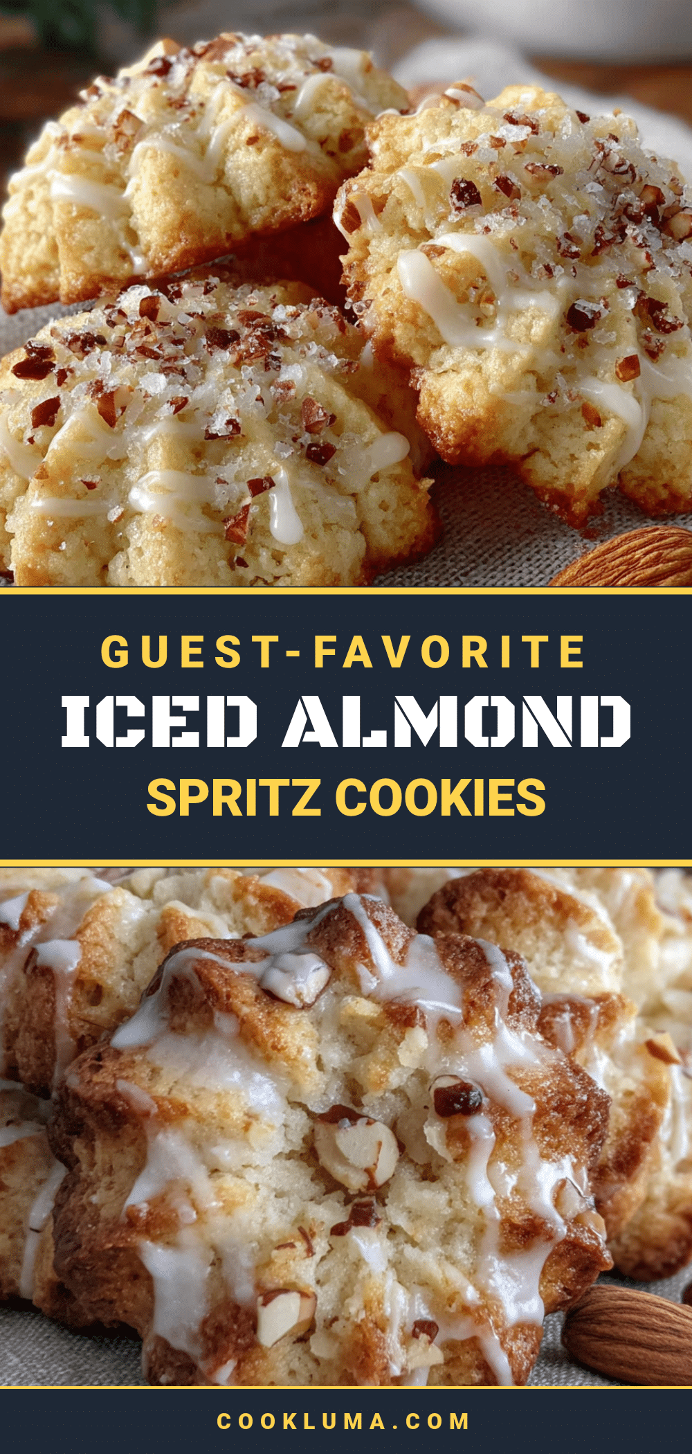 iced almond spritz cookies recipe
