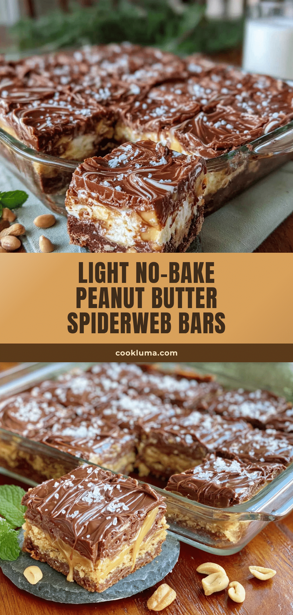 light no-bake peanut butter spiderweb bars recipe