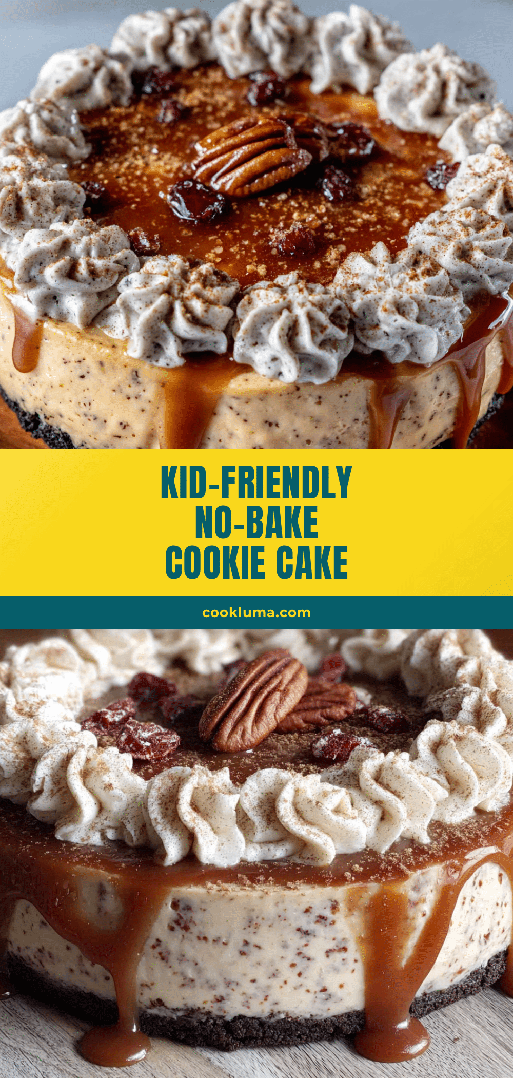 No-Bake Thanksgiving Cookie Cake with Oreo Crust recipe