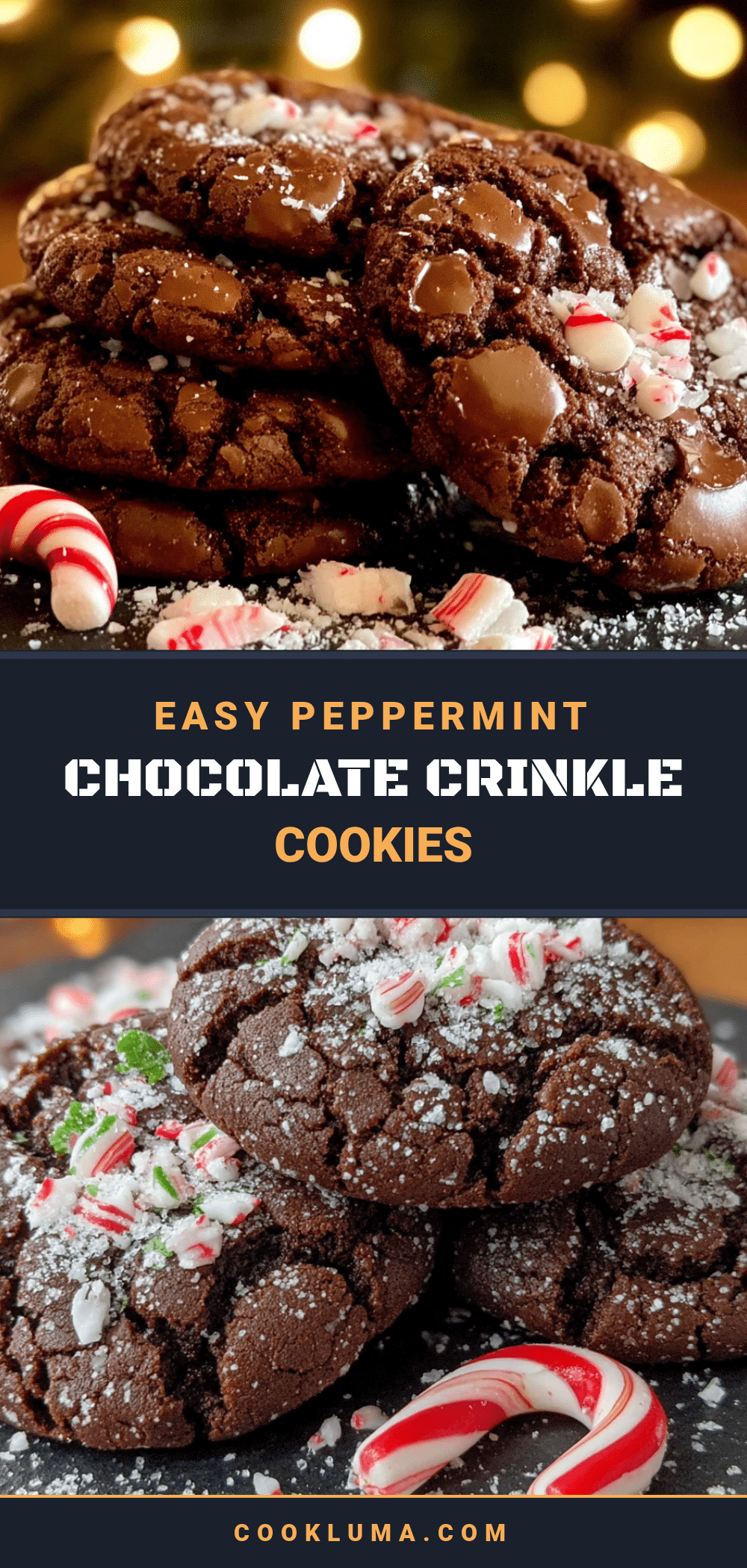 peppermint chocolate crinkle cookies recipe