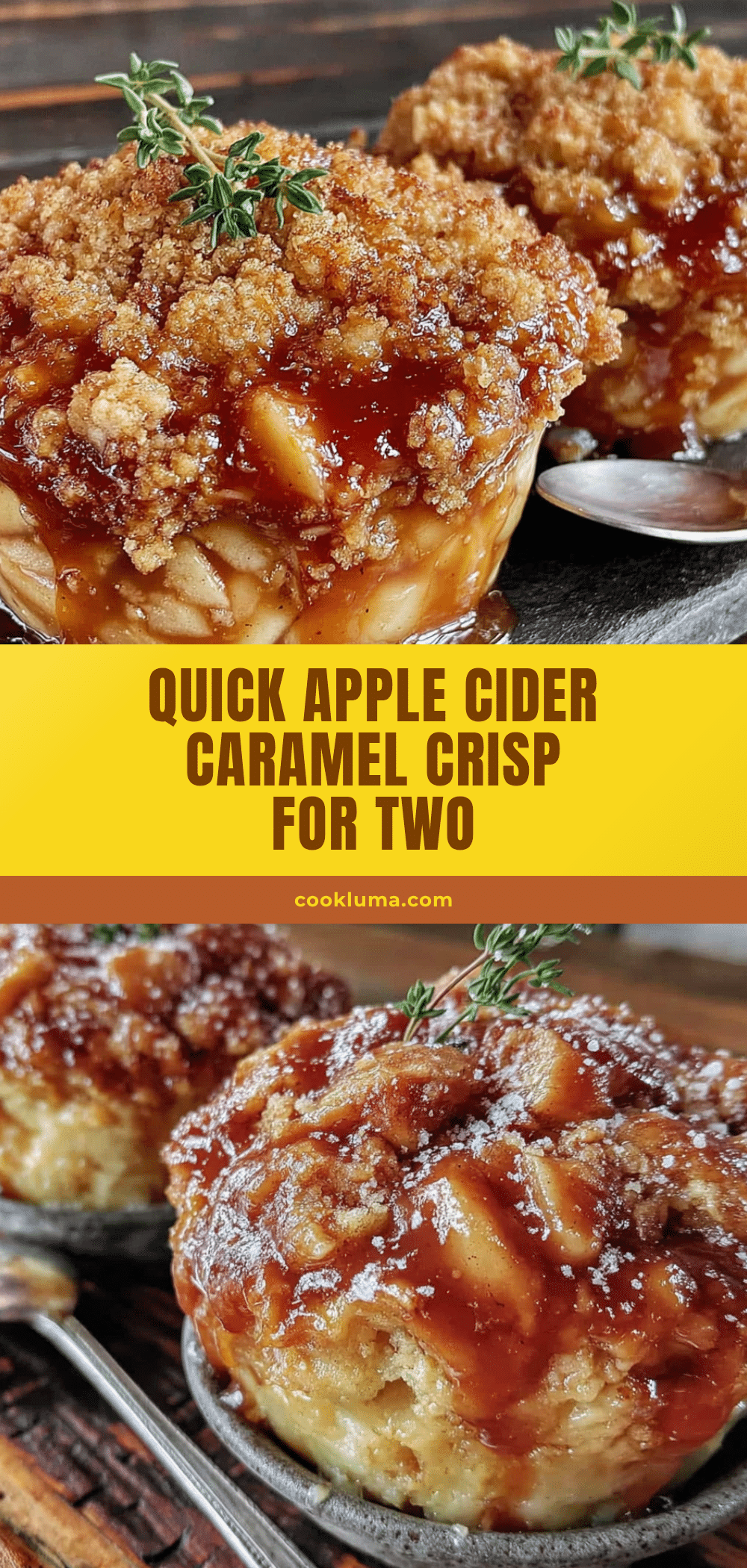 quick apple cider caramel crisp for two recipe