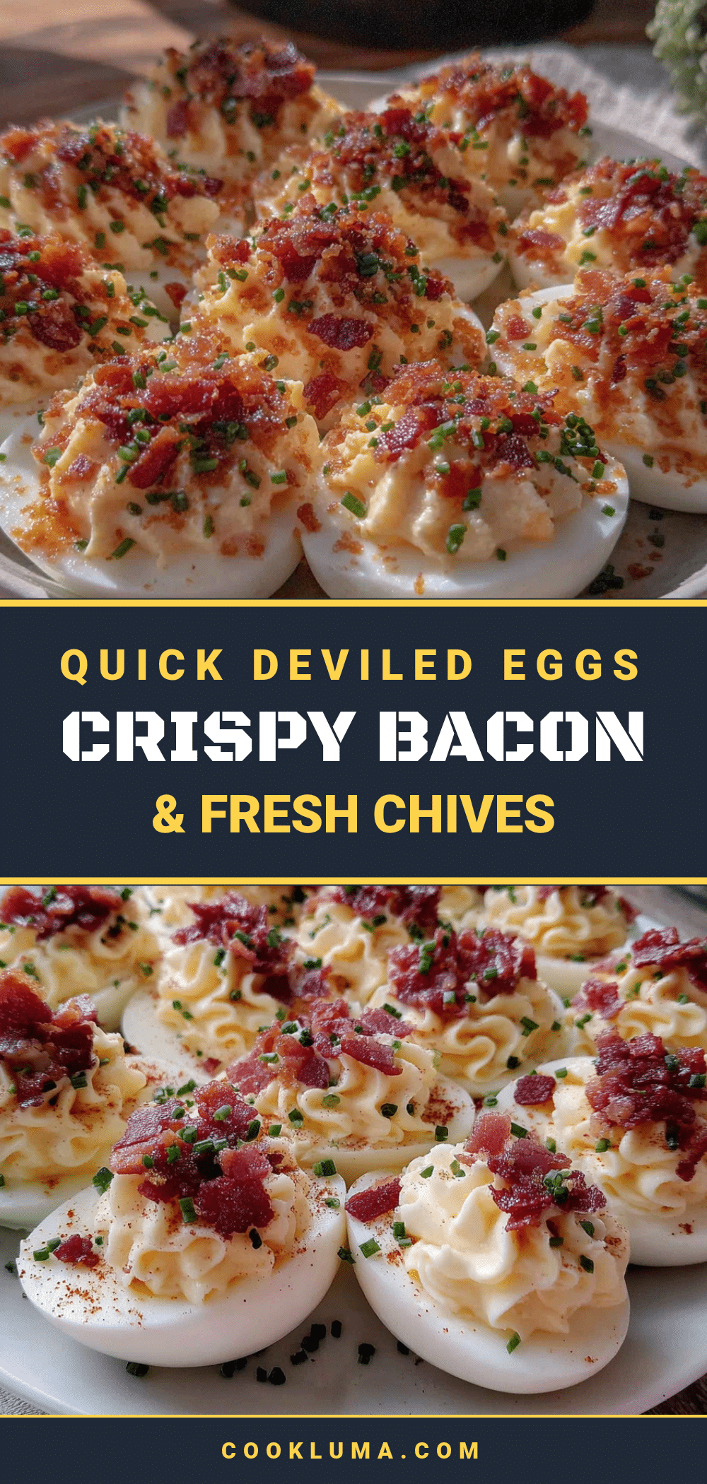 quick deviled eggs with crispy bacon and chives recipe