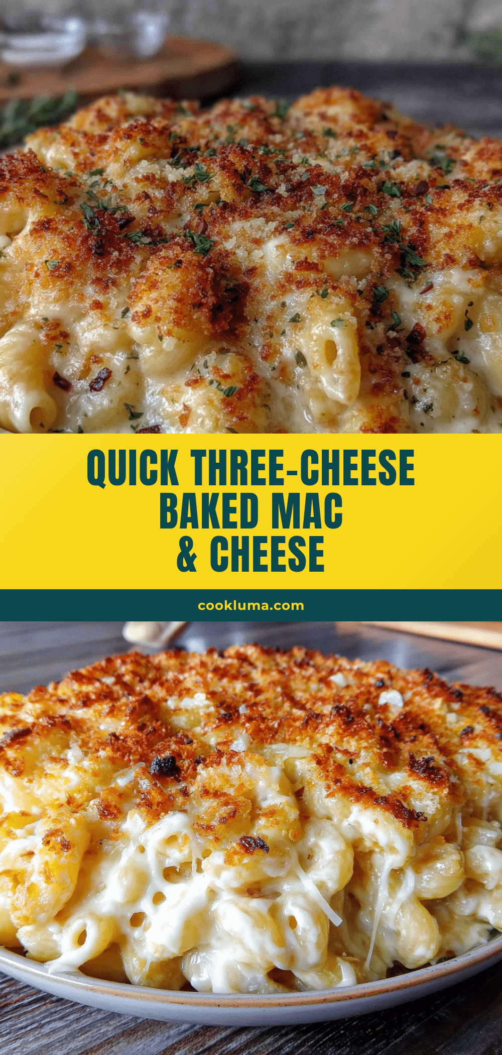 quick three-cheese baked mac and cheese recipe