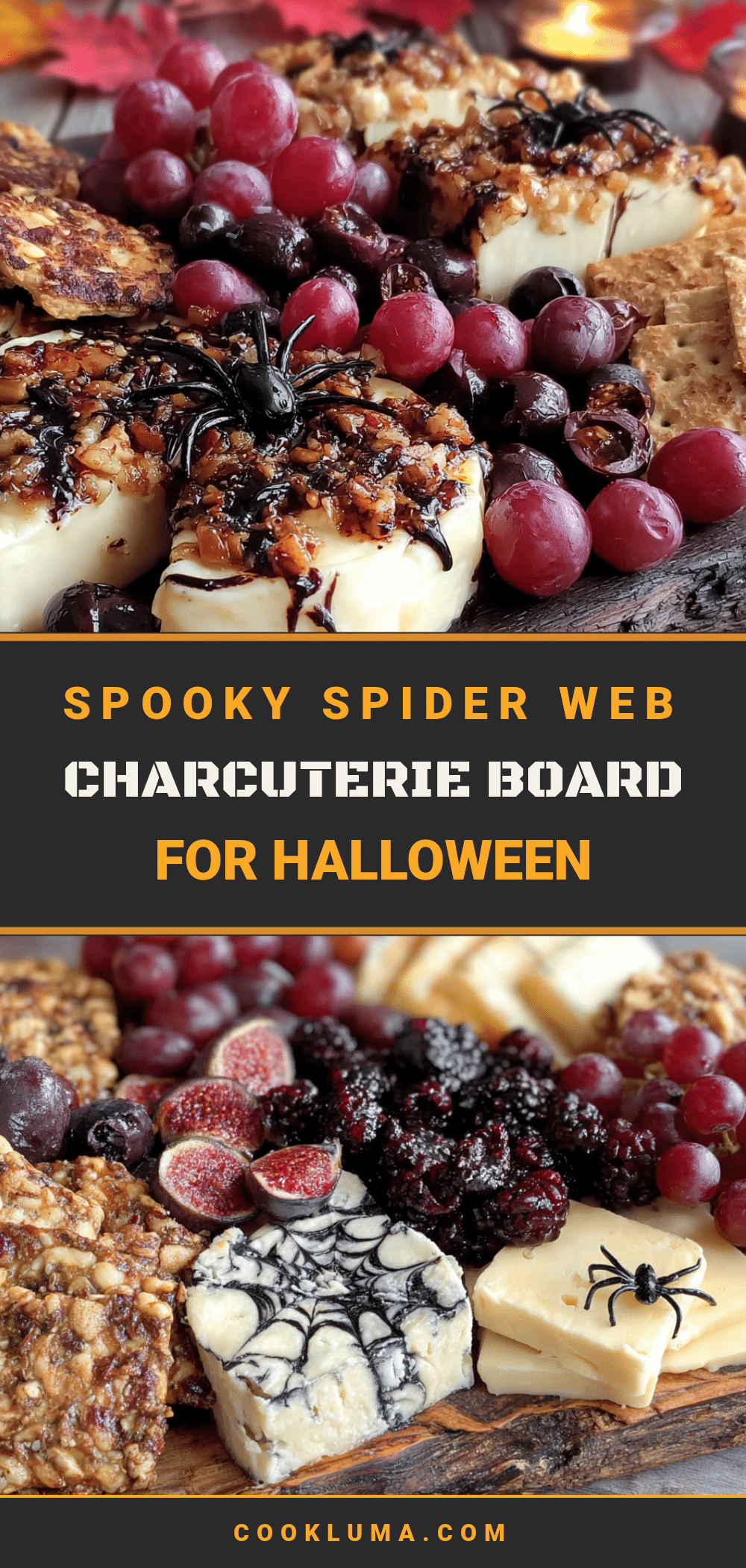 spider web charcuterie board halloween recipe