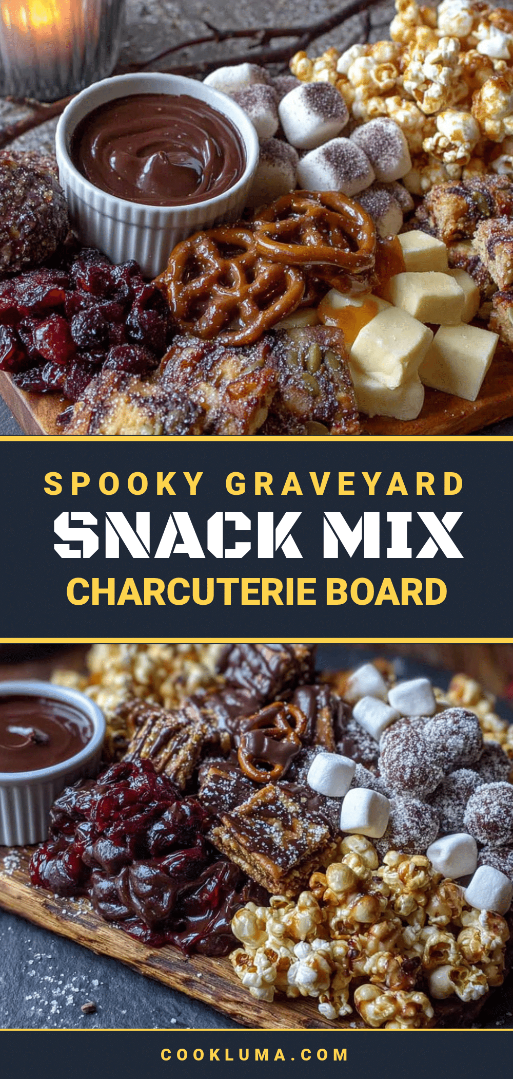 Spooky Graveyard Snack Mix Charcuterie Board recipe