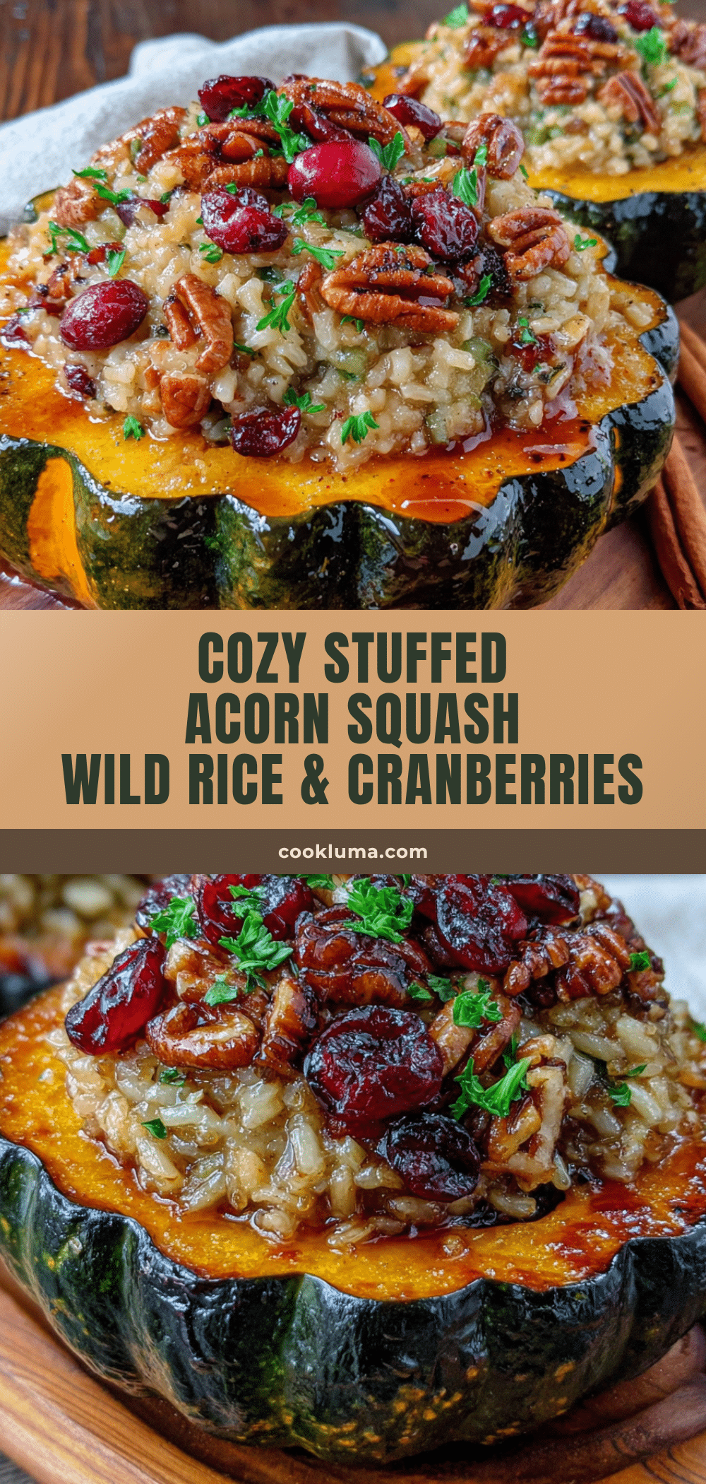 stuffed acorn squash with wild rice and cranberries recipe